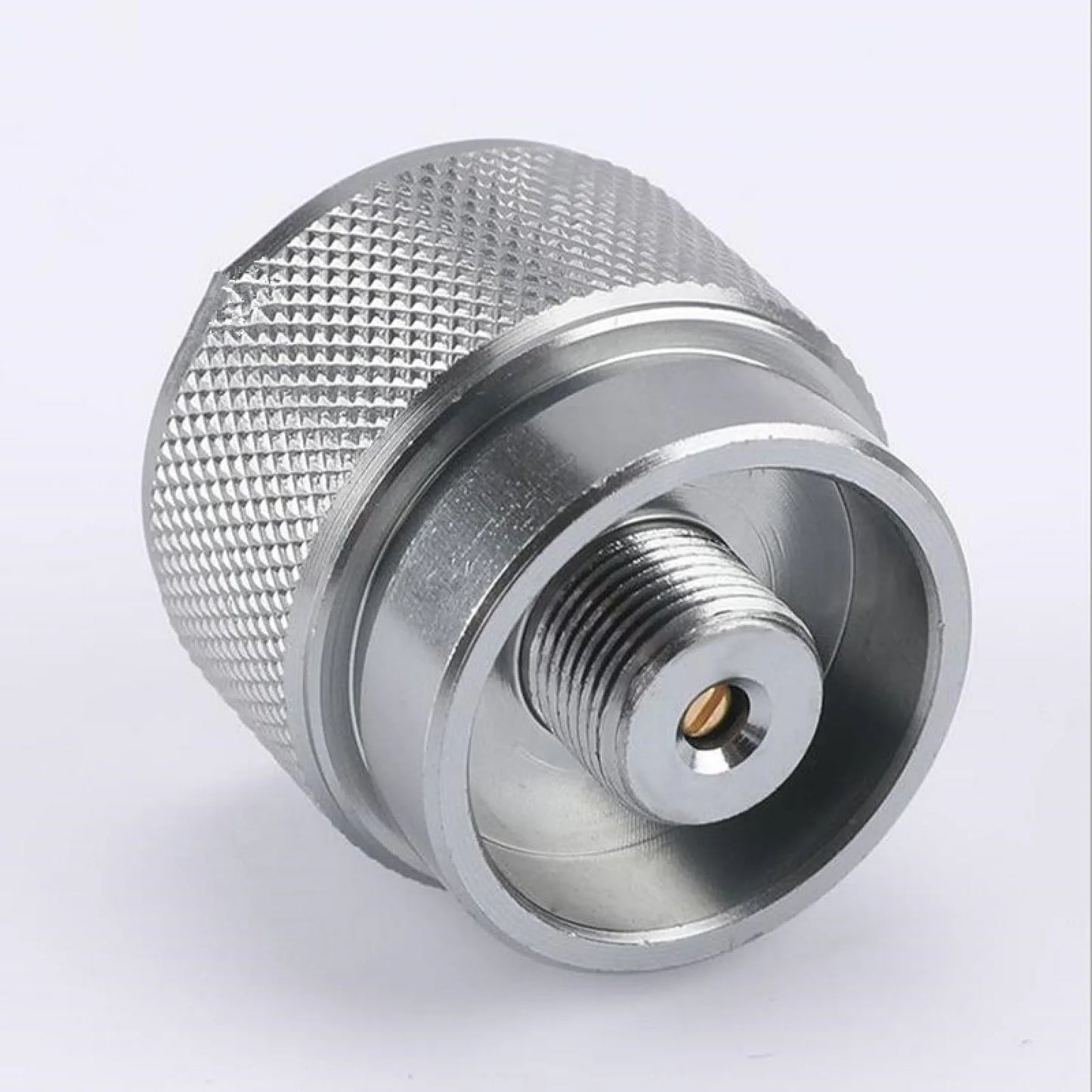 1 lb Gas Tank Adapter 1"-20 UNEF to 7/16-28NS, Propane Cylinder Converter for Outdoor Stove Heater, Small Portable Fuel Adapter