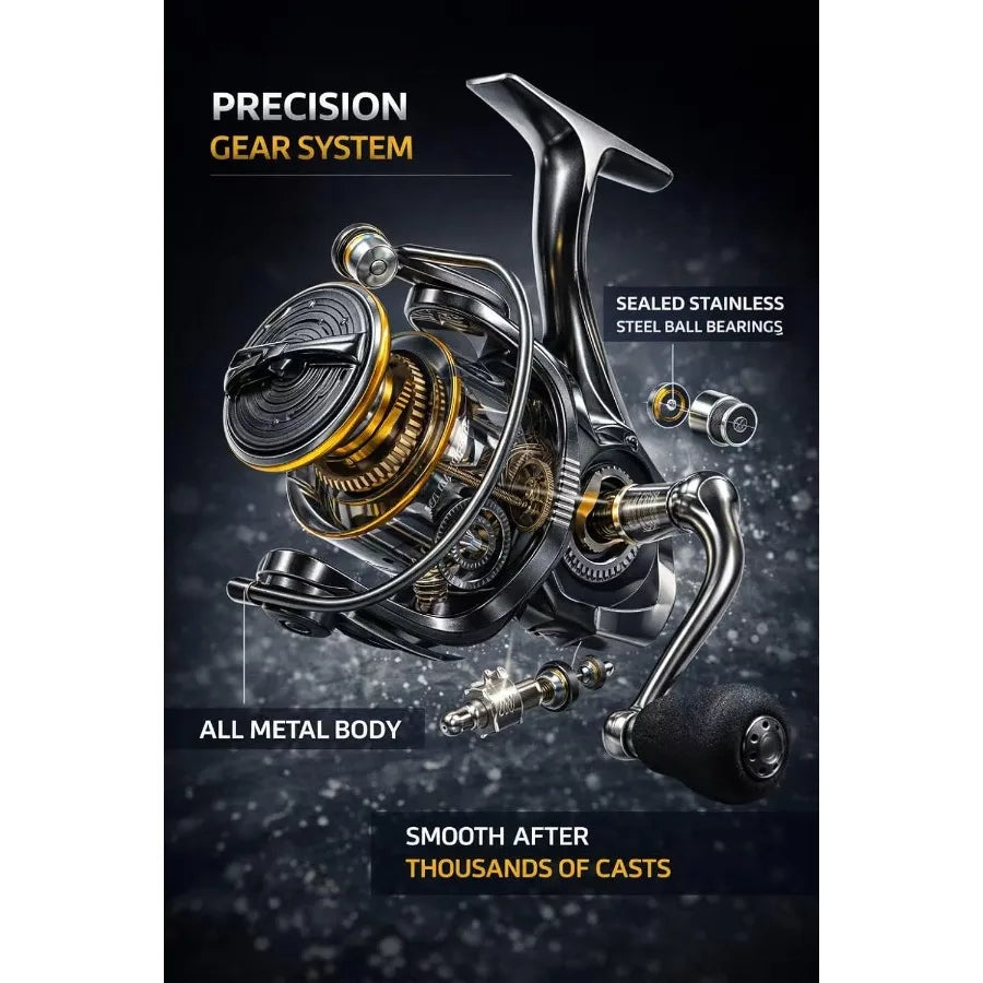 This Is a High-Efficiency Spinning Fishing Reel Featuring a Sturdy Handle, a High Gear Ratio, And a Strong Braking System, Ideal for Both Freshwater And Saltwater Fishing, Offering Smooth And Powerful High-Speed Performance