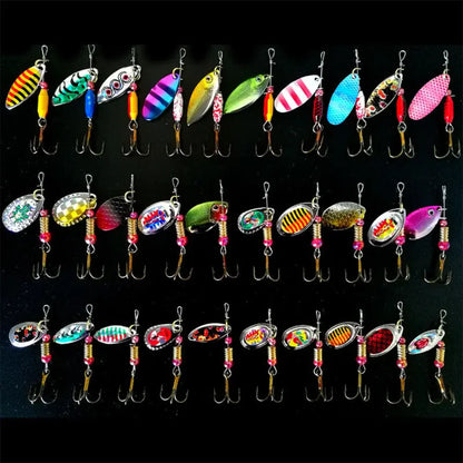 30pcs Sparkling Sequins Fishing Lure Realistic Metal Bait Spinnerbait Spoon Lures