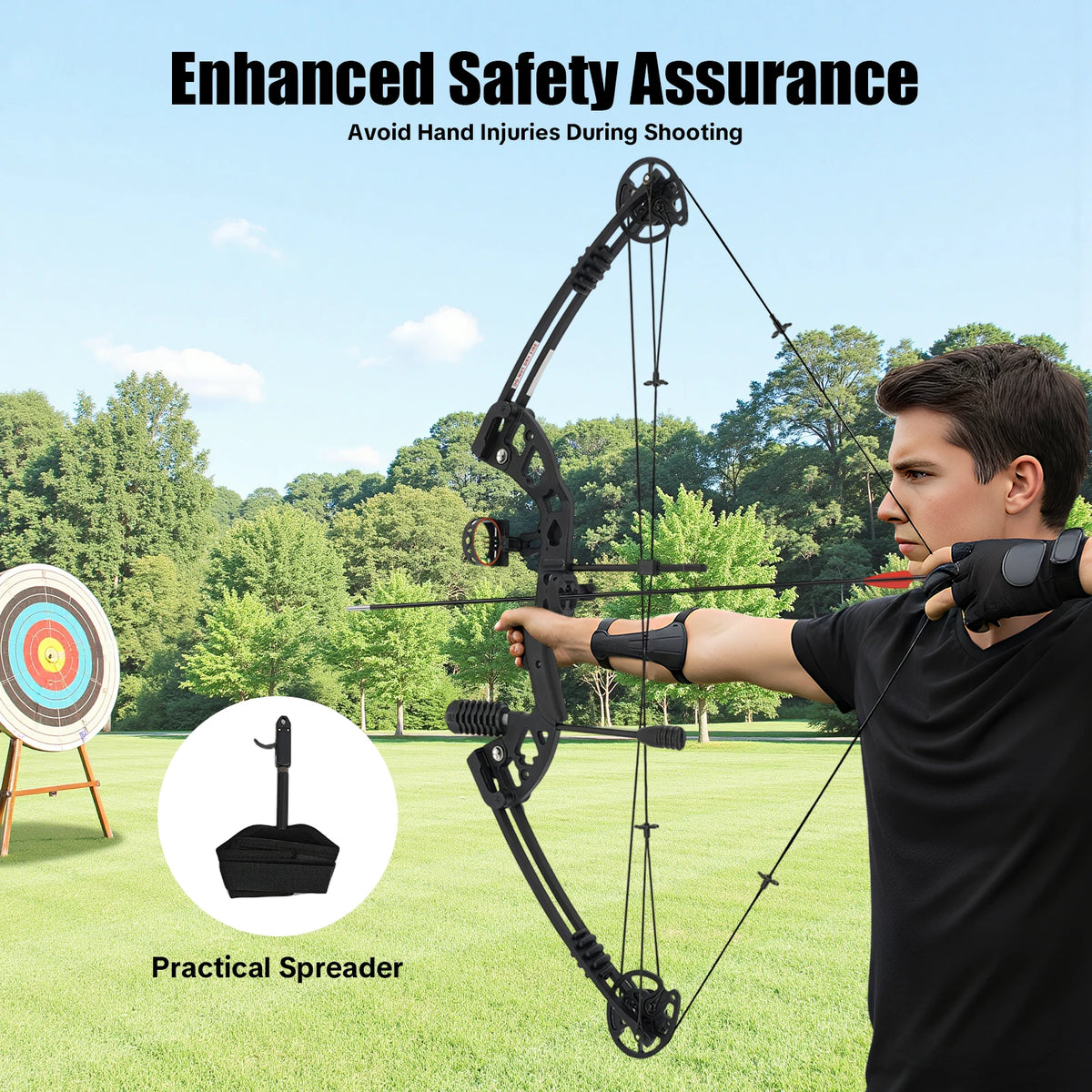 Compound Bow Arrow Set 30-55lb Adjustable Draw Length 24-29.5" for Adults Right Hand,3-Pin Sight Archery Hunting Bow w/12 Arrows