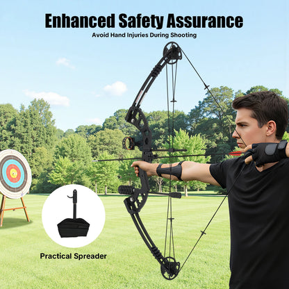 Compound Bow Arrow Set 30-55lb Adjustable Draw Length 24-29.5" for Adults Right Hand,3-Pin Sight Archery Hunting Bow w/12 Arrows