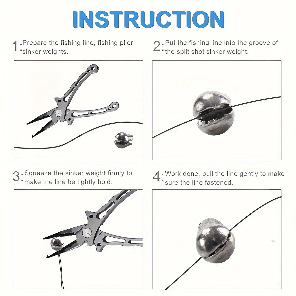 50pcs Removable Split Shot Sinker - Clip On Weights for Easy Fishing - Outdoor Accessories- Available In 5 Sizes
