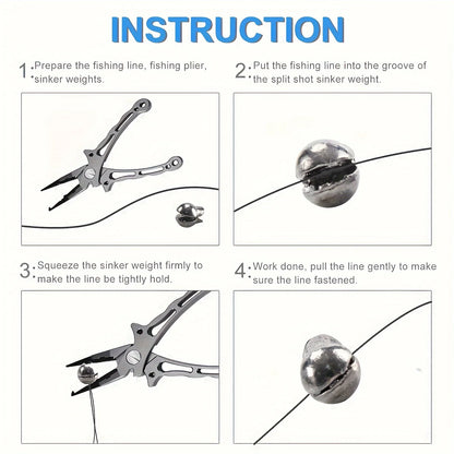 50pcs Removable Split Shot Sinker - Clip On Weights for Easy Fishing - Outdoor Accessories- Available In 5 Sizes