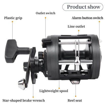 BILLINGS Trolling Drum Fishing Reels 33LB Max Drag 3.8:1 Gear Ratio High Toughness Body Freshwater & Saltwater Universal Bait Caster Fishing Reel