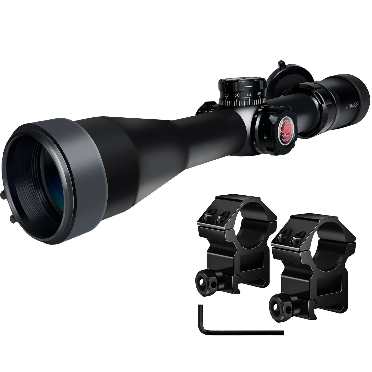 MC4-16X44SF- Optical sight, side adjustable, multi-functional 4-16X zoom sight, second focal plane, with fixture of 30mm/1.18in