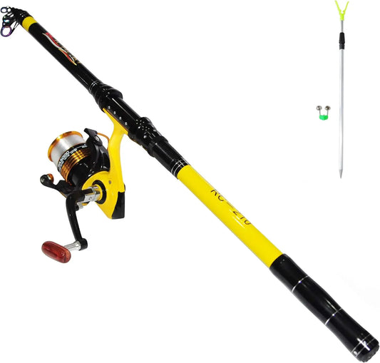 Telescopic Fishing Rod and Reel Combo Kit for Adults - Medium Heavy Action, 22lb Pre-Spooled Line with Spinning Reel, Travel Sal
