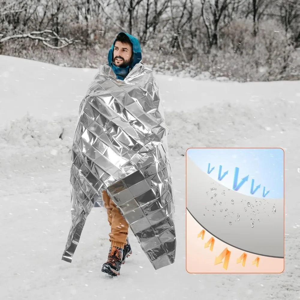 6 Pack Emergency Mylar Blanket, Emergency Blanket Space Blanket Survival Rescue Insulating Reflective foil kit Outdoors Hiking