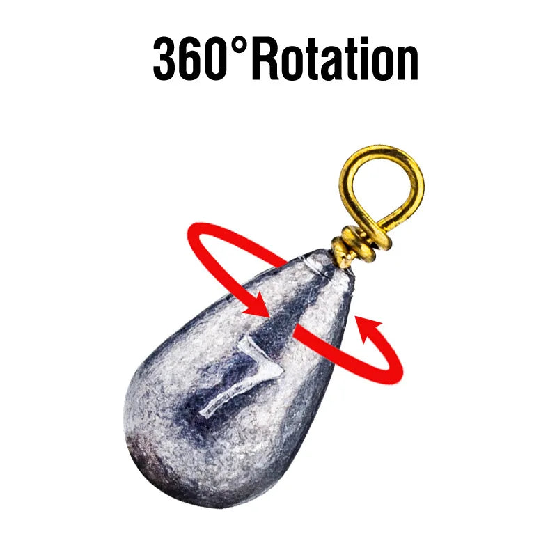 22Pcs/Box Fishing Sinkers Drop-shaped Fishing Weights With Swivel Ring Accessories Swivel Pesca Metal Jig Cast Tackle Sinker