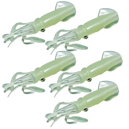 5Pcs 4.3 inch Glow Luminous Soft Squid Skirts Fishing Lure Baits