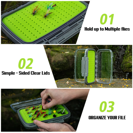Goture Waterproof Fly Fishing Lure Bait Trout Flies Storage Box Case Container Fish Lure Bait Portable Fly Fishing Box
