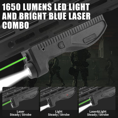 1650 Lumens Strobe Function,Light Laser Combo, Flashlight and Green Laser Sight,High Real Lumen,USB-C Rechargeable IIIA Class