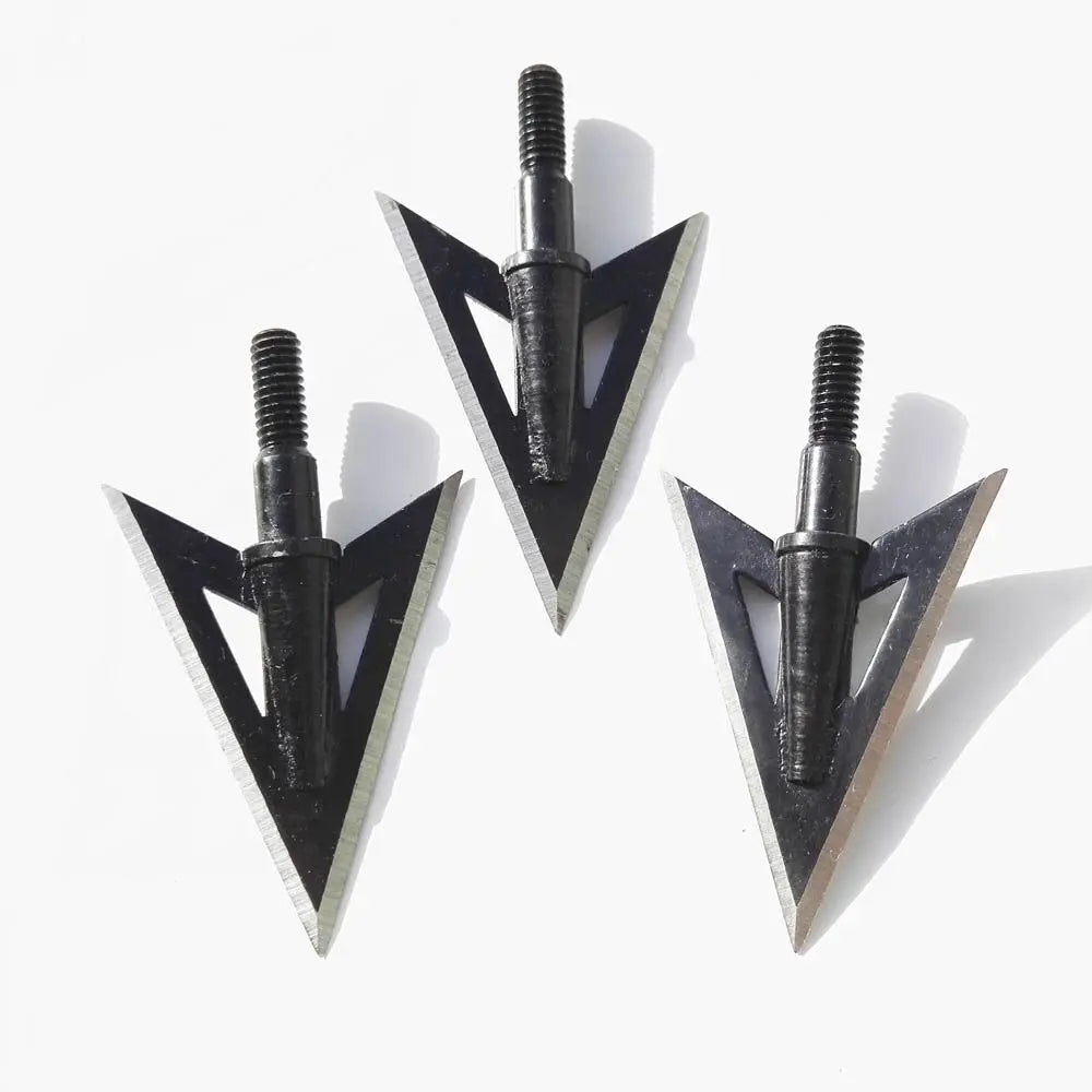12PCS Archery Arrowheads 2 Blades Metal 100Grain Broadheads Hunting Tips Target Shooting