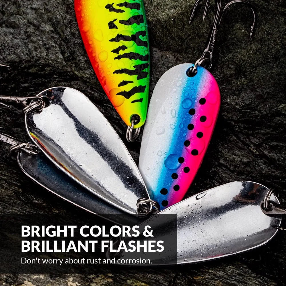 5pcs Saltwater Spoon Fishing Lures Jigs Lure for Tuna Salmon Grouper, Sea Fish Jigging Lure, Trolling Spoon for Bass