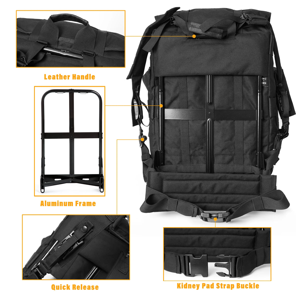 MT Military Alice Pack Army Survival Combat ALICE Rucksack Medium Assault Backpack with External Metal Frame Black