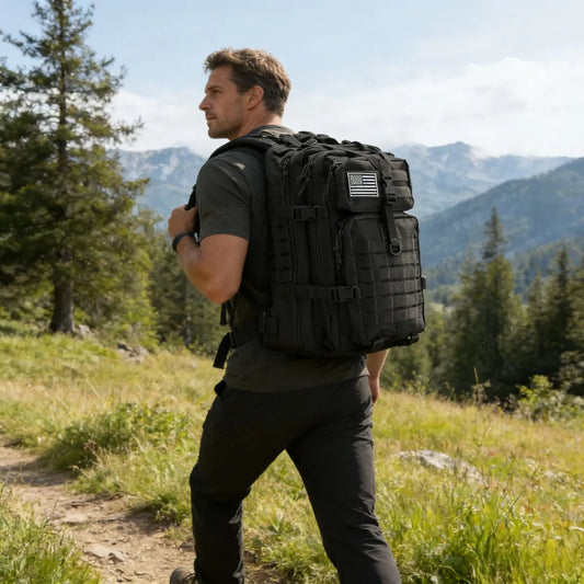 45L Tactical Fishing Backpack MOLLE System Large 3 Day Outdoor Hiking Hunting Rucksack Durable Travel Gear Bag For Men