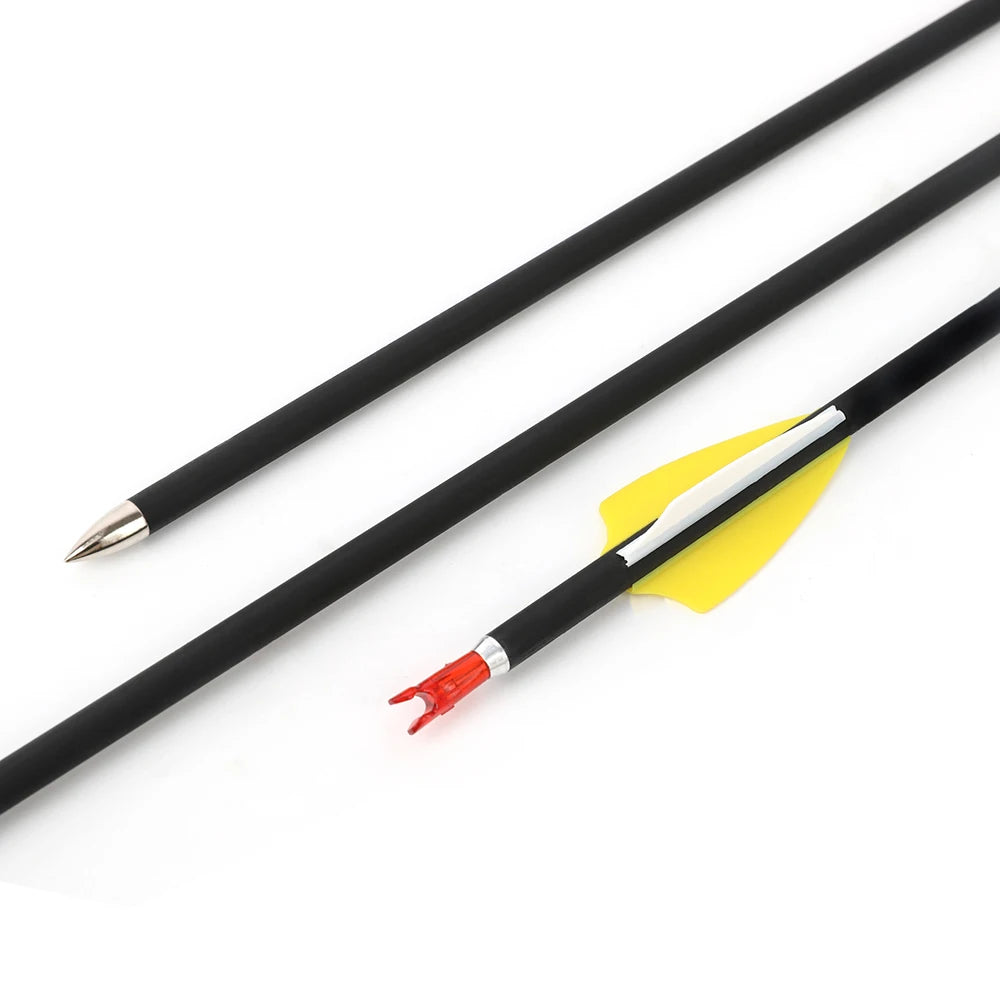Archery Mixed Carbon Arrows 12pcs SP1000 1.75" Rubber Vane ID4.2mm Shaft for Recurve Compound Bow Hunting Shooting Sports