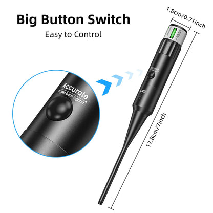 CVLIFE Bore Sight Kit Bright Green Dot BoreSighter with Big Button Switch for .17 to 12GA Caliber