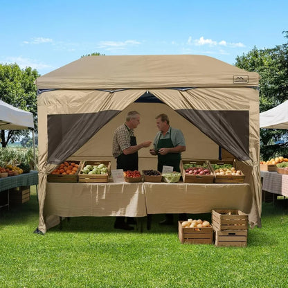 5pcs Sidewalls for 10X10 Commercial Instant Canopy Tent Converts Canopy into Tent for Camping with Removable SUV Tailgate - Kha