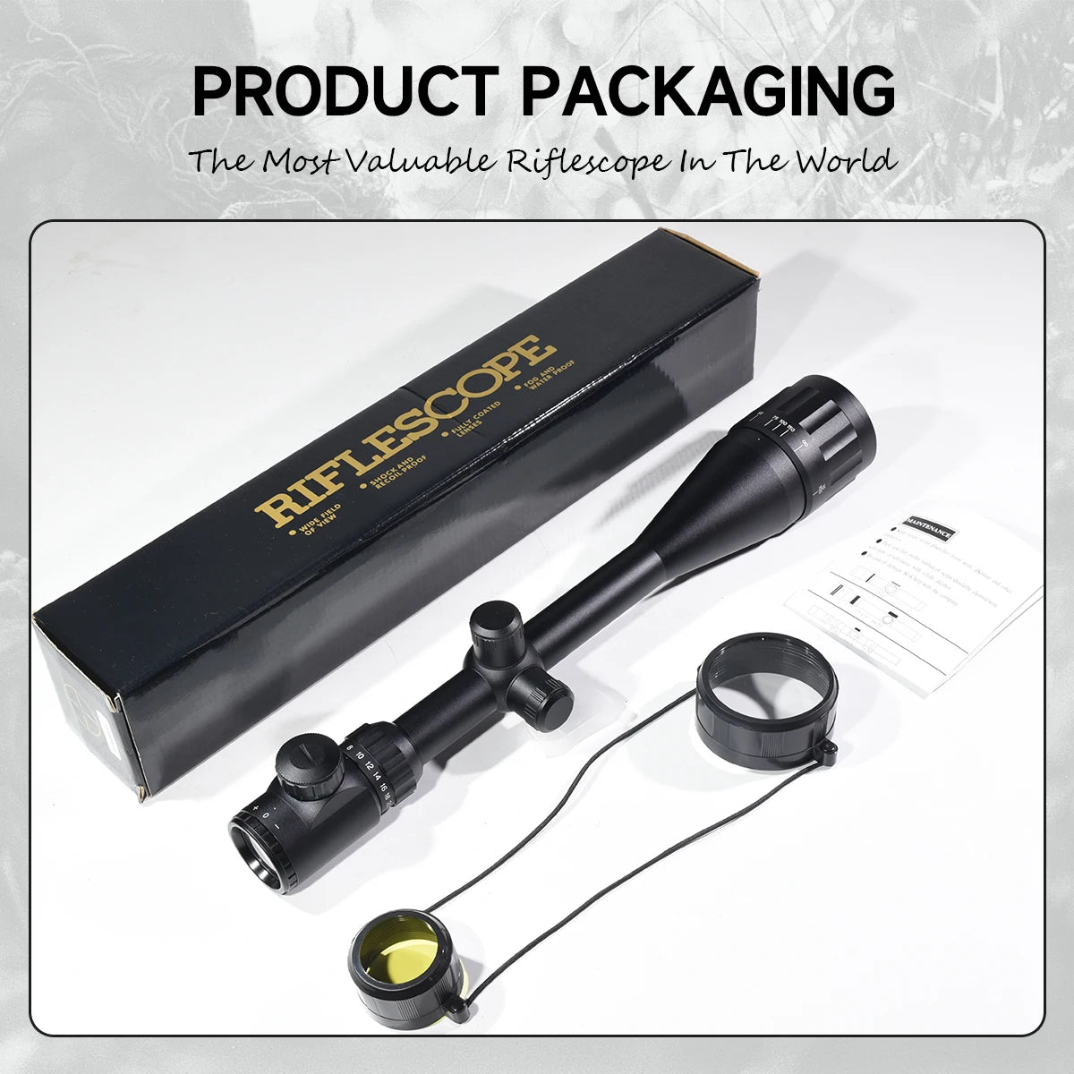 Tactical 6-24X50AOEG  Riflescope Outdoor Hunting Optical Scope Red Green Illuminated Reflex Sight Airsoft Air Gun Accessory