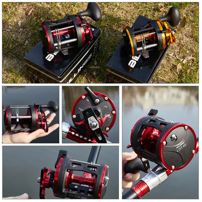 BILLINGS Trolling Drum Fishing Reel 33LB Max Drag 3.8:1 Gear Ratio Smooth Freshwater & Saltwater Universal Bait Caster Fishing Reels for Sea Bass Catfish  Grouper Trout