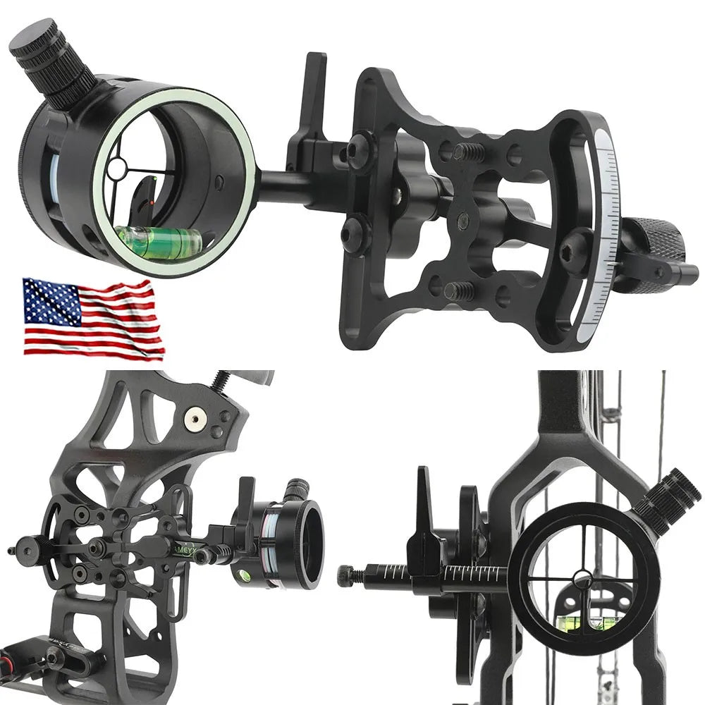 Archery Aviation Aluminum Bow Sight 2 Pin 0.019" Micro Adjustable Archery Shooting Target Hunting for Compound Bows Accessory