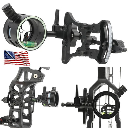 Archery Aviation Aluminum Bow Sight 2 Pin 0.019" Micro Adjustable Archery Shooting Target Hunting for Compound Bows Accessory