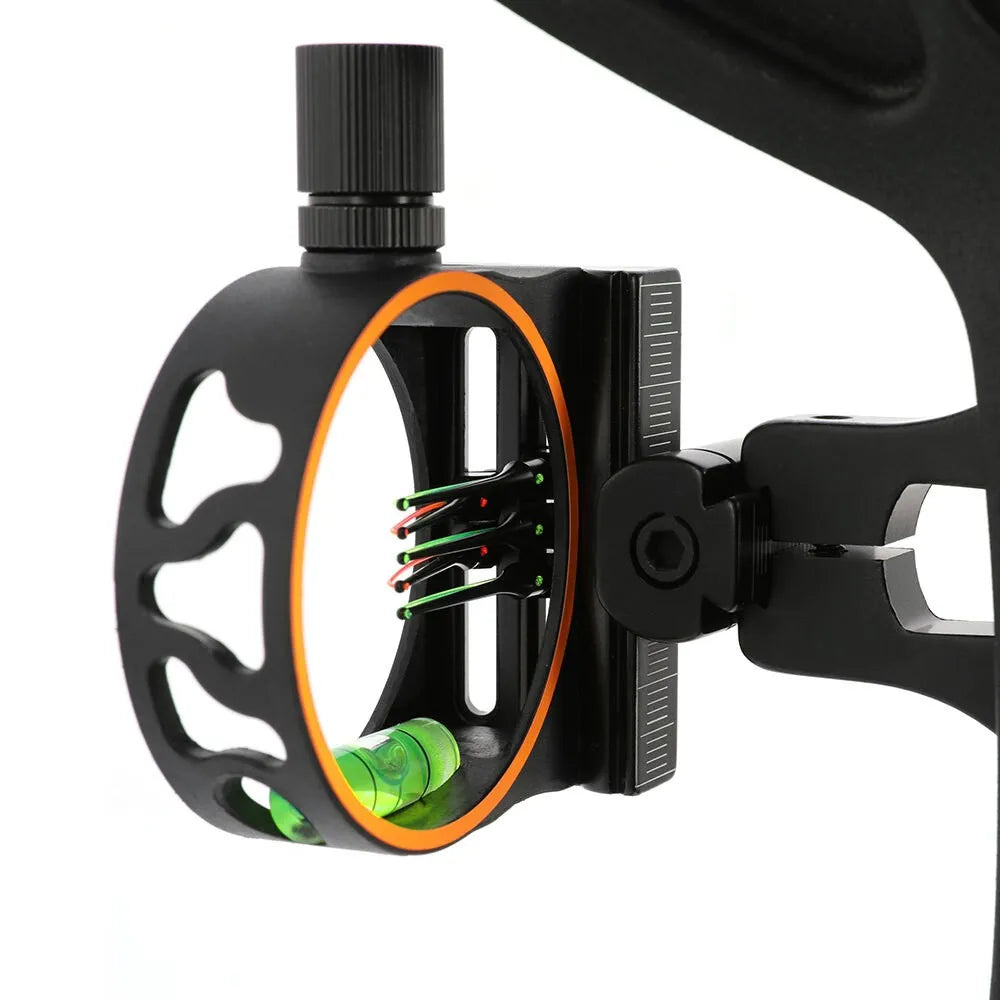 1pc Archery Compound Bow 5Pin Sight 0.019inch Optic Fiber Aluminium Bow Sight for Archery Hunting Shooting Targeting Aiming Tool