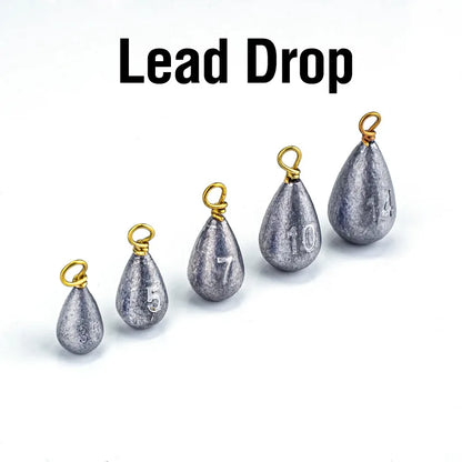 22Pcs/Box Fishing Sinkers Drop-shaped Fishing Weights With Swivel Ring Accessories Swivel Pesca Metal Jig Cast Tackle Sinker