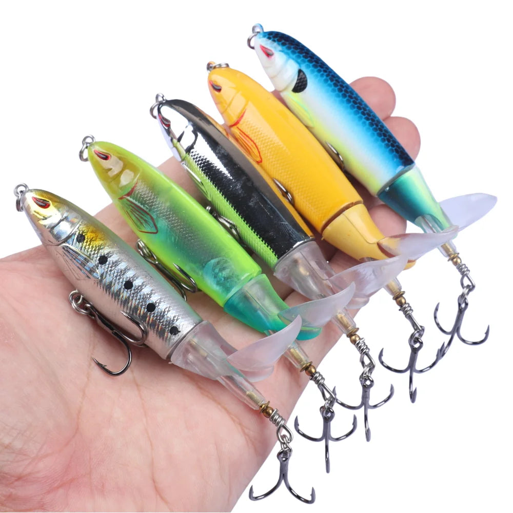 5pcs Popper Topwater Pencil Floating Bass Fishing Lures 10cm 13g