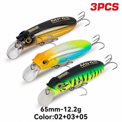 Kingdom 3PCS Sinking Floating Minnow Lure 55mm 9.8g  65mm 12.2g Artificial Hard Baits Wobblers Long Casting Seabass Trout Fishing Lure