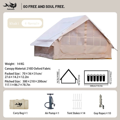 PAKICETUS Large Inflatable Camping Tent with Skylight, Quick Air-Flow & Breathable Mesh Design, Summer Glamping Hot Tents for Ca