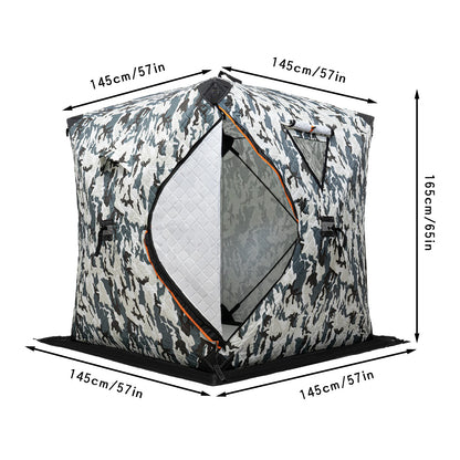 Ice Fishing Insulated Tent, 1-2 Person Shelter, Portable Thermal Tent with Built-In Storage, Warm & Windproof Camping Tent