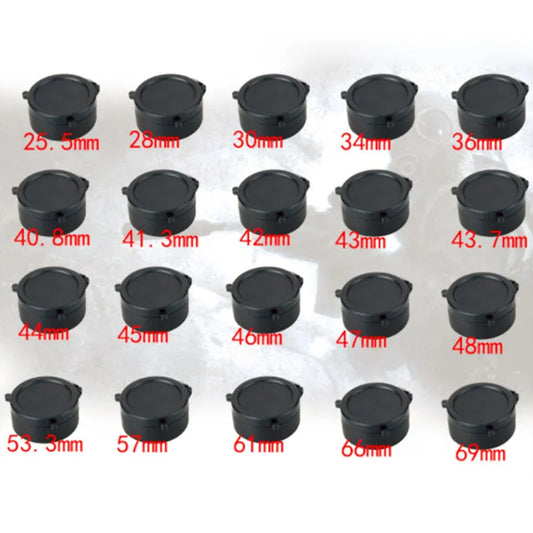 25-69mm Caliber Rifle Scope Lens Protection Cover Spring Quick Flip Up Dust-proof Caps for Tactical Hunt Optics Telescope Sight