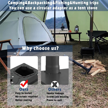 Wood Burning Stove with Fire Window,Portable Tent Stove with 7 Sectional Chimney Pipes,Sturdy Camping Wood Stove with X-shaped P