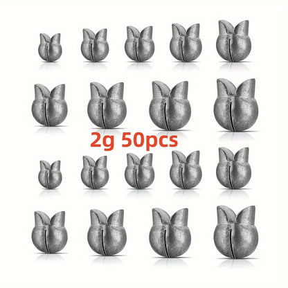 50pcs Removable Split Shot Sinker - Clip On Weights for Easy Fishing - Outdoor Accessories- Available In 5 Sizes