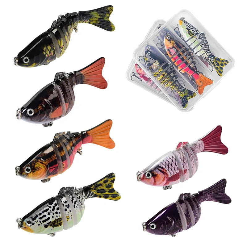 3Pcs Multi‑Joint Swimbait Hard Fishing Lure 2 Styles Segmented Bionic Fish Bait With Treble Hooks Freshwater Bass Pike Fishing Tackle