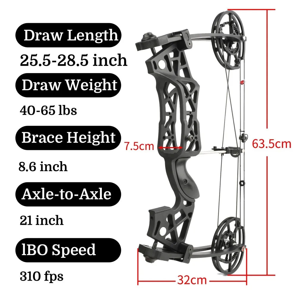 Left/Right Handed Dual-use Compound Bow Set 40-65Ibs Aluminum Alloy Riser for Adults Archery Outdoor Hunting Shooting Target