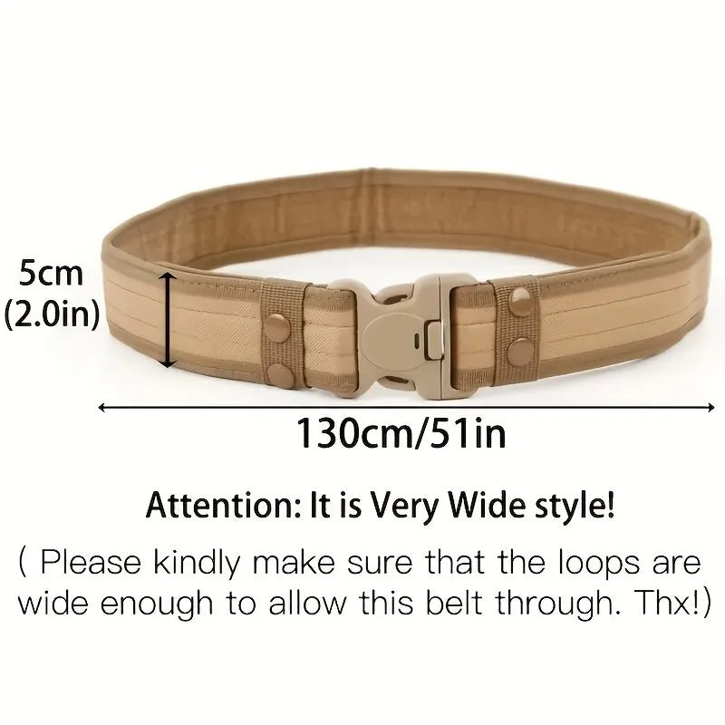 Activity Nylon Oxford Cloth Tactical Belt, Men's Wide Waist Belt for Hiking Work, Outdoor Camouflage Mountaineering Gear
