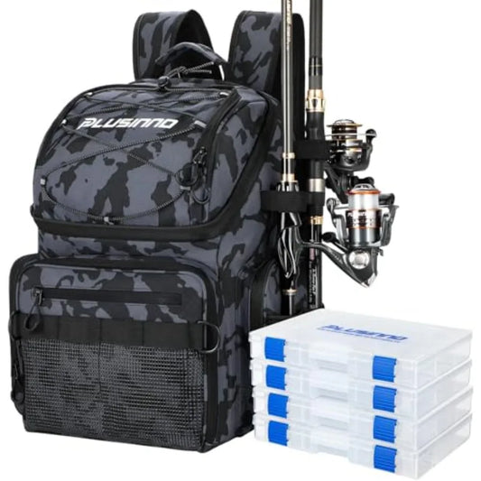 Cooler Fishing Backpack with Rod Holders 45L Large Water-resistant Fishing Tackle bag Store Fishing Gear Fishing Gifts for Men