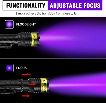 395nm UV Flashlight USB Rechargeable Portable Detector for Pet Urine Stains Scorpions Resin Curing