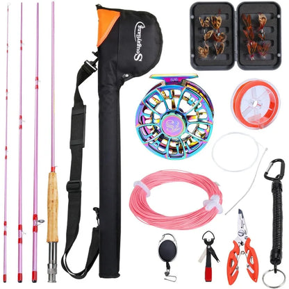 Ultra Light Portable Fly Fishing Rod and Reel Combo with Powerful Reel and Complete Accessories Ideal for Beginners and Outdoor