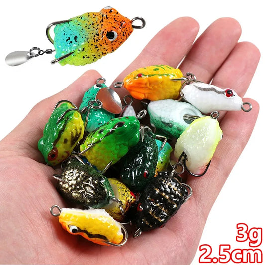 2.5cm/3g Mini Thunder Frog Soft Fishing Lures Artificial Bait Fishing Wobbler Silicone Baits with Metal Glitter Frog Lure Trout
