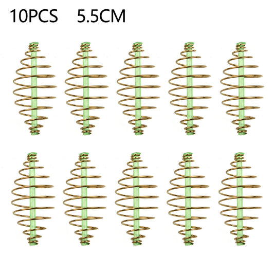 10pcs Carp Fishing Inline Method Spring Feeder Coarse Bait Cages Terminal Tackle 2/3.3cm Fishing Spring Feeder Fishing Bait Cage
