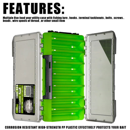 Double Sided Lure Baits Box Fishing Large Compartments Plastic Accessories Storage Tackle Container Case Adjustable Organizer