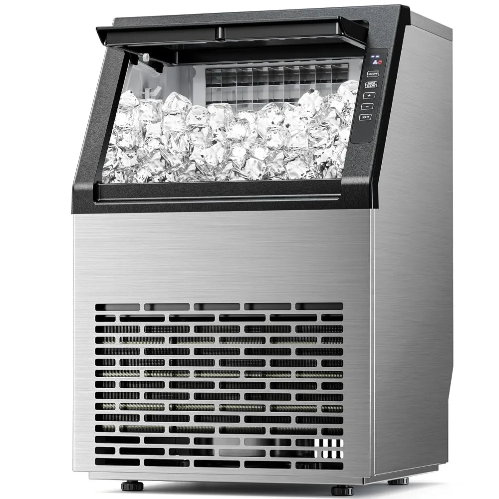 Commercial Ice Maker 80Lbs/24H Freestanding 24Lbs Storage Self-Cleaning LCD Stainless Steel for Home Bar Restaurant, Custom