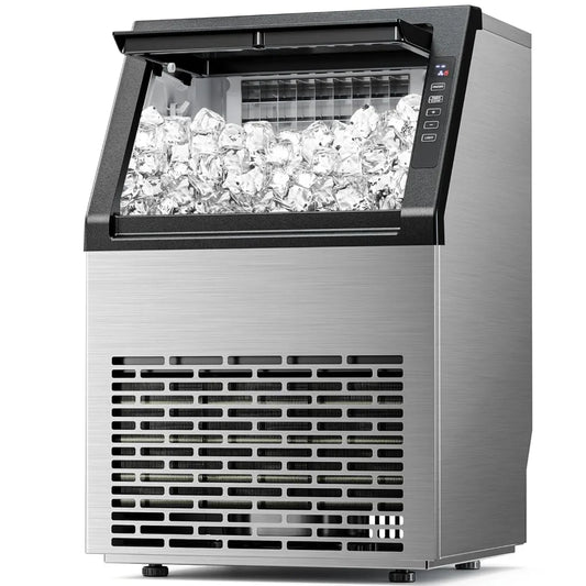Commercial Ice Maker 80Lbs/24H Freestanding 24Lbs Storage Self-Cleaning LCD Stainless Steel for Home Bar Restaurant, Custom