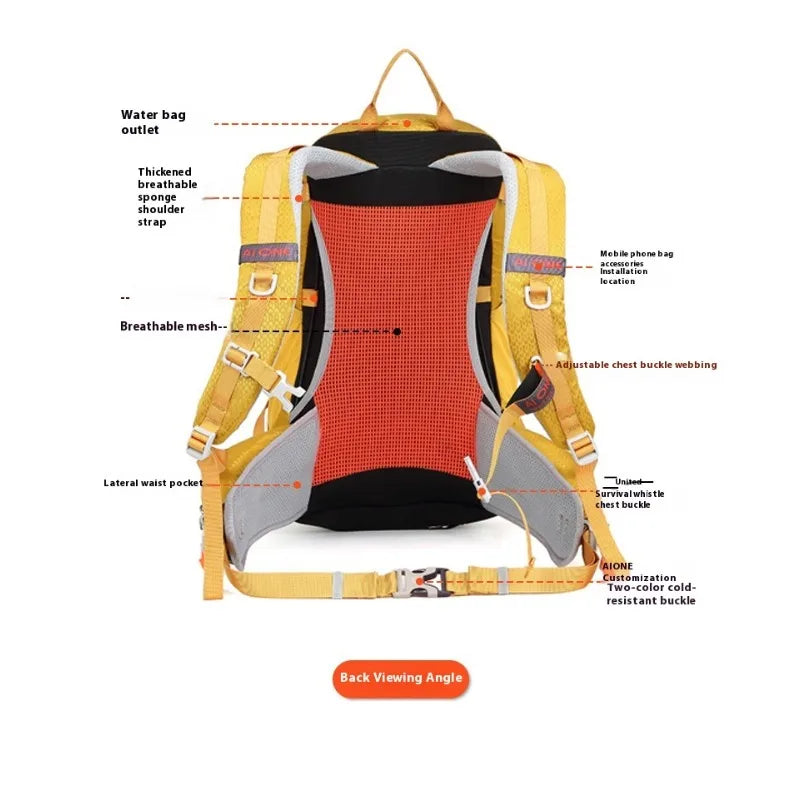 Classic Design Outdoor Backpack 25L Water Resistant Nylon External Frame Backpacking Camping Travelling Hiking Backpack