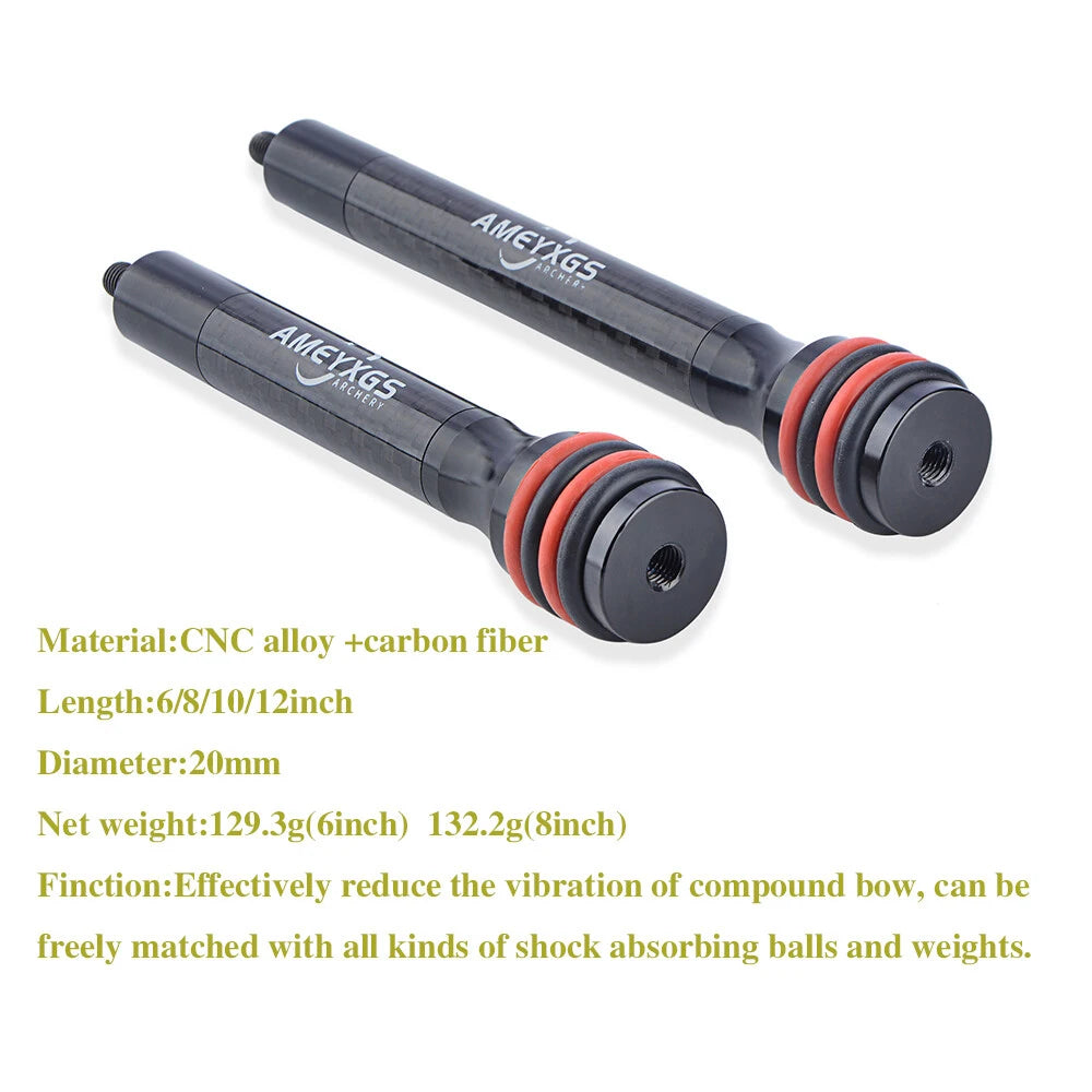 Archery 6/8/10/12 Inch Balance Bar Shock Absorber Rod CNC Stabilizer Carbon for Bow Hunting Shooting Bow Stabilizer Accessories