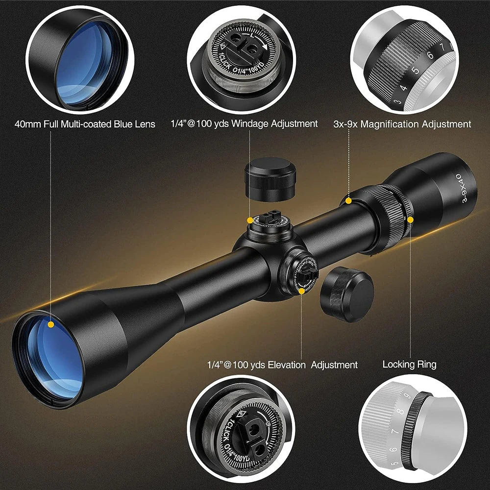 3-9X40 Hunting Deer Air Scope Wire Rangefinder Reticle Crossbow Mil Dot Reticle Scopes Optical Sights