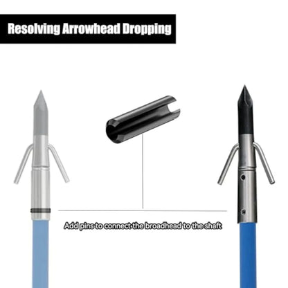 34inch Bowfishing Arrows Solid Fiberglass Shaft with Broadhead for Compound Bow and Recurve Bow Fishing Arrow Archery and Hunti